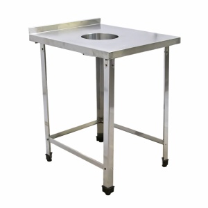 Стол производственный с отв. для отходов 600х700х850 борт, угол