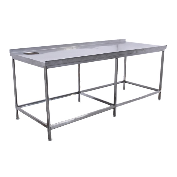 Стол производственный угловой для разделки мяса 3200х1550х950 2 борта, отв. для отходов