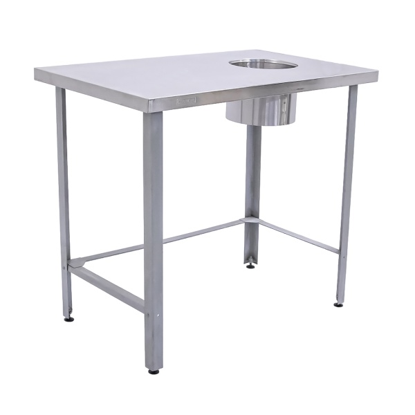 Стол производственный с отв. для отходов 1000х600х880 краш.угол, обвязка
