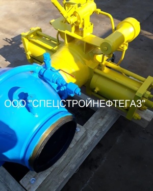 Кран шаровой Ду200 Ру80кгс/см2 с пневмогидроприводом надземной установки с концами под приварку 11 лс(6)760п