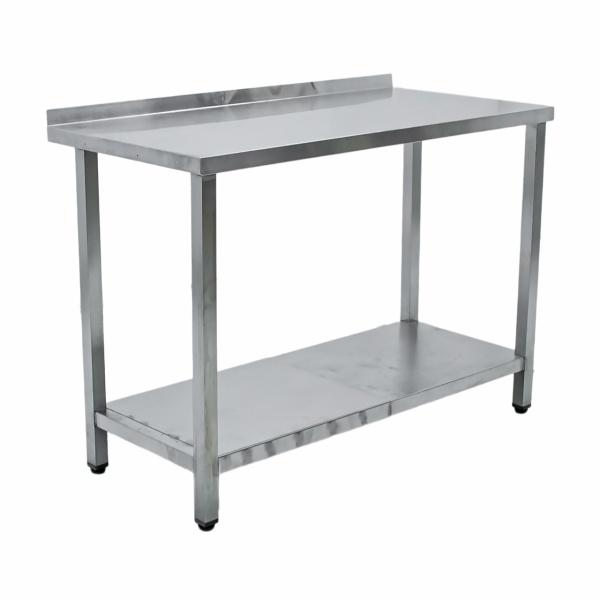 Стол производственный с бортом 1200х600х870 труба, полка