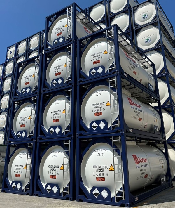 Танк-контейнер объём 21м3 тип Т19, для перевозки водорода фтористого безводного