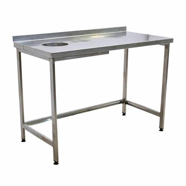 Стол производственный с отв. для отходов 1200х600х840 борт, труба