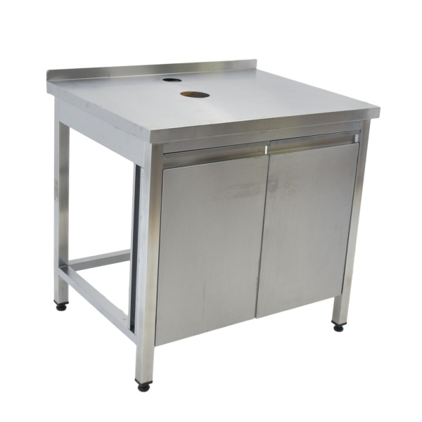 Стол-тумба для кофемашин 900х700х850 труба, обвязка, расп. двери, борт