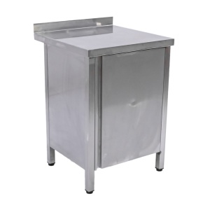 Стол-тумба из нержавеющей стали 600х600х840 расп. дверь, борт