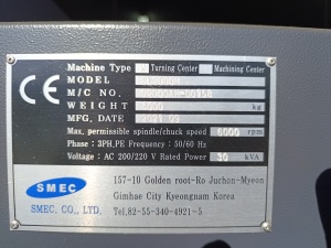 Cтaнок токaрнo-фрeзeрный SMEC SL2000AM с устройством подачи прутка Fedek DH65L-S2