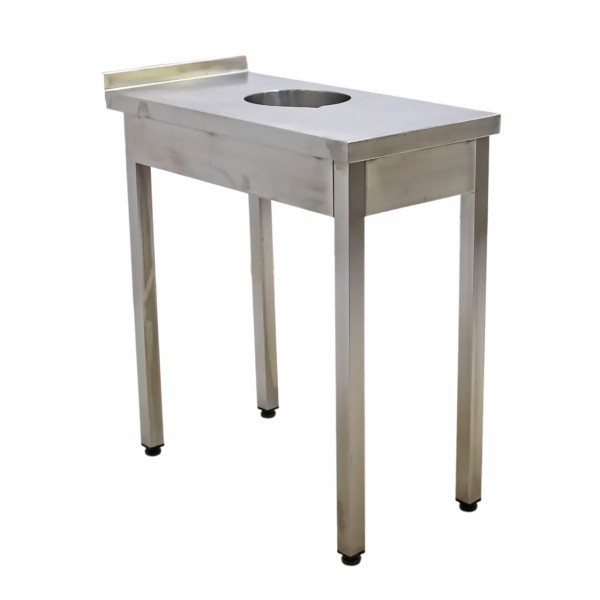 Стол производственный с отв. для отходов 400х800х850 борт, труба