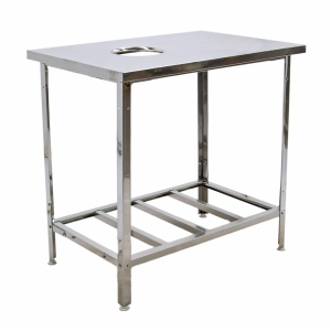 Стол производственный с отв. для отходов 900х600х870 угол, решетка