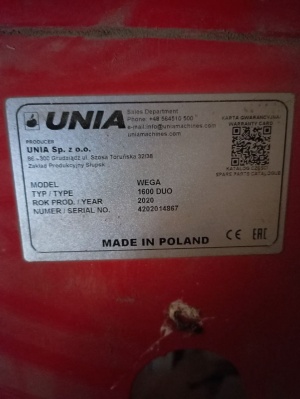Картофелекопалка Unia WEGA 1600 DUO